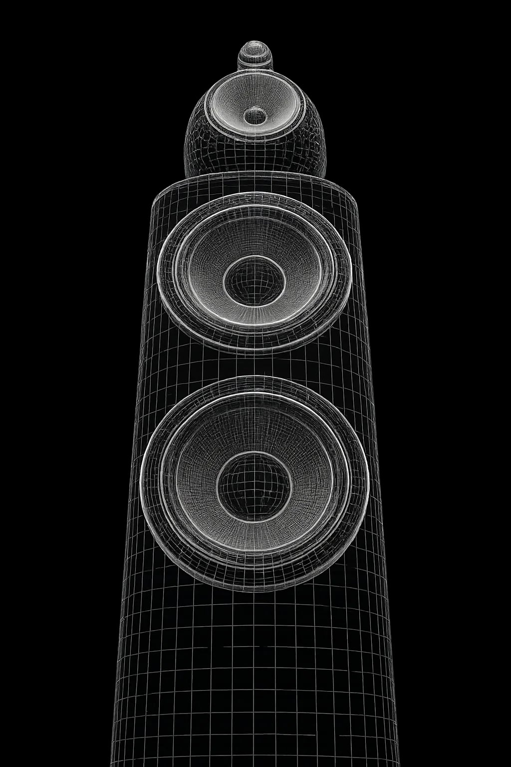 Wireframe render of a reference loudspeaker